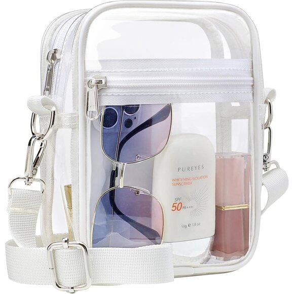Clear Bag for Stadium Events - Small Clear Purses for Women Crossbody Messenger - Picture 1 of 9